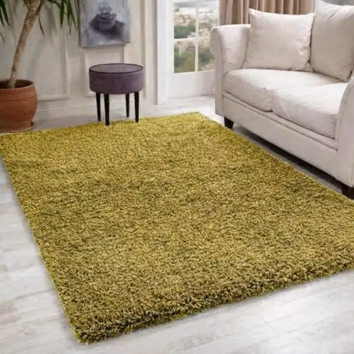 Serdim Rugs Plain Green Modern Machine Woven Living Room Area Rug, W: 160 cm, L: 230 cm
