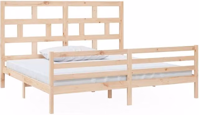Berkfield Home Solid Wood Pine Bed Frame in Beige, 200 x 200 cm
