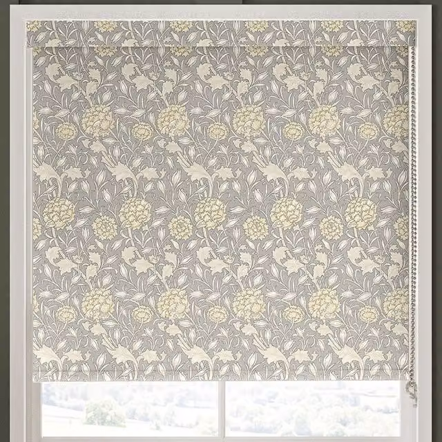William Morris At Home Wild Tulip Made to Measure Blackout Roller Blind in Limestone Grey