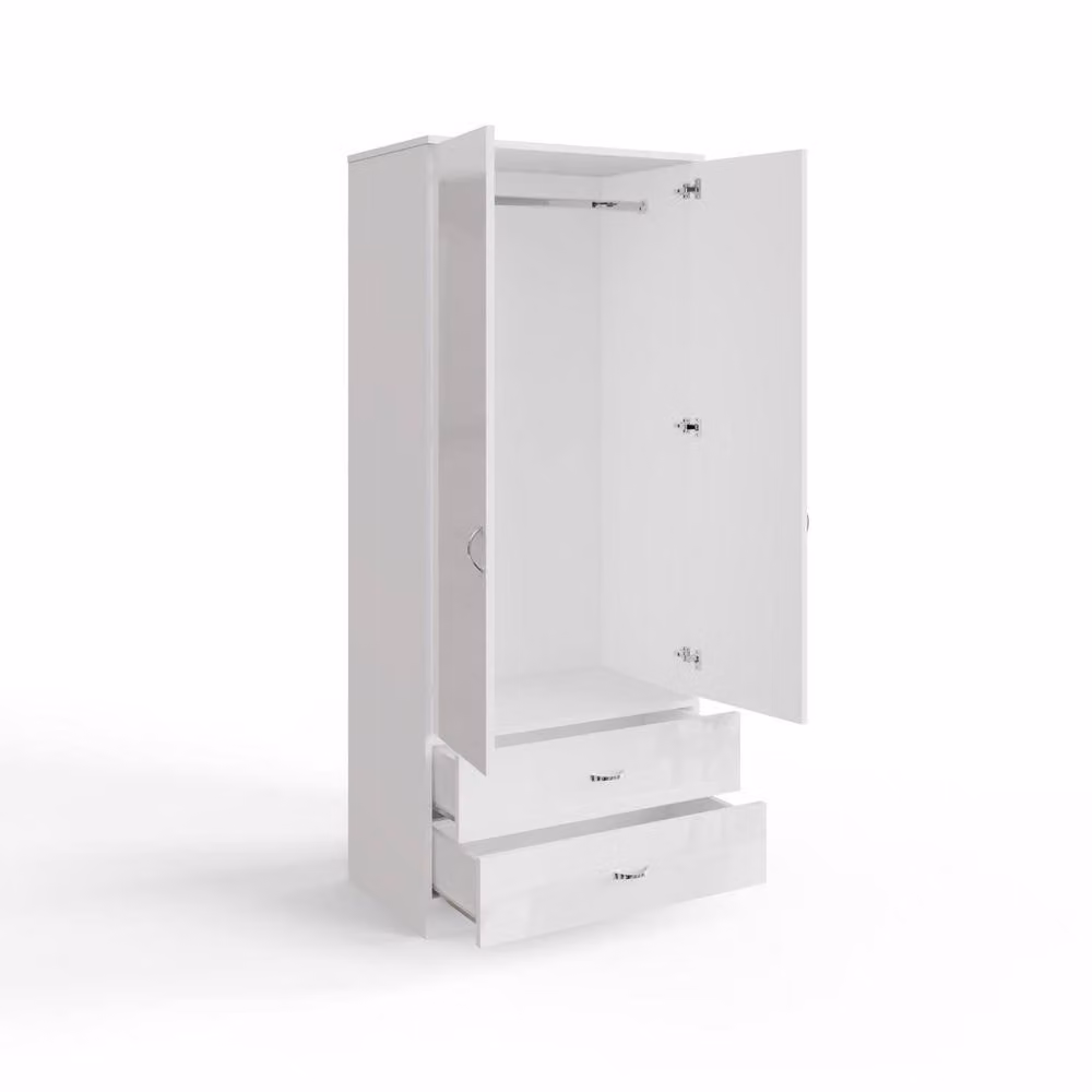 FWStyle Chilton 2 Piece Gloss White Nursery Bedroom Furniture Set – 2