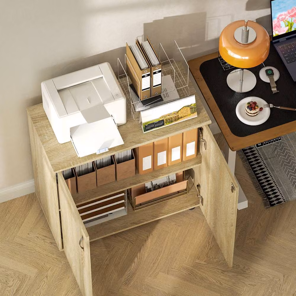 STILVORA Office Storage Cabinet with Lock in Brown Oak, W/D/H: 80 x 40 x 80 cm – 6