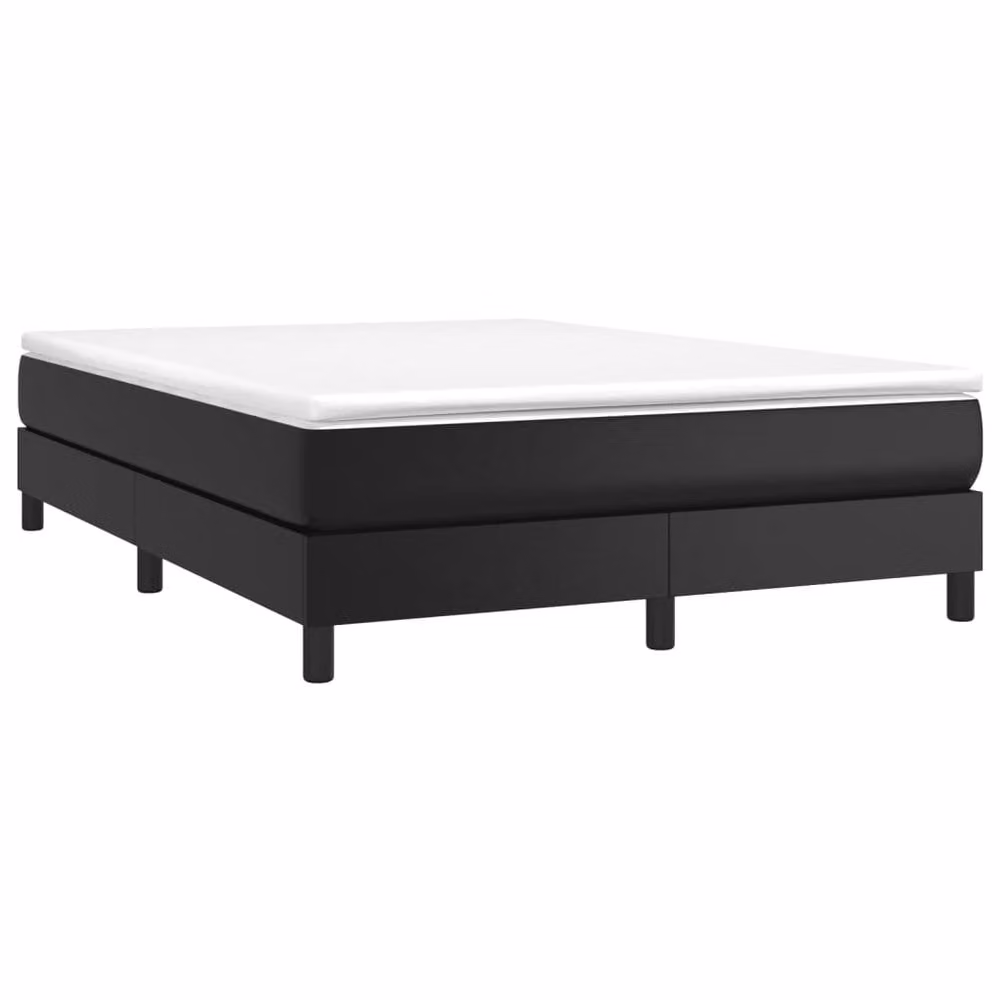 Berkfield Home Double Box Spring Bed Frame in Black Faux Leather, W: 135 cm, L: 190 cm – 3