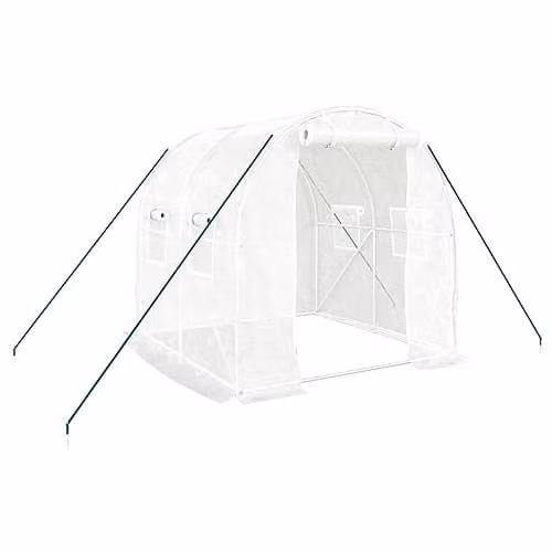 vidaXL Greenhouse with Steel Frame in White, 4 m2, W/D/H: 2 x 2 x 2 m – 1