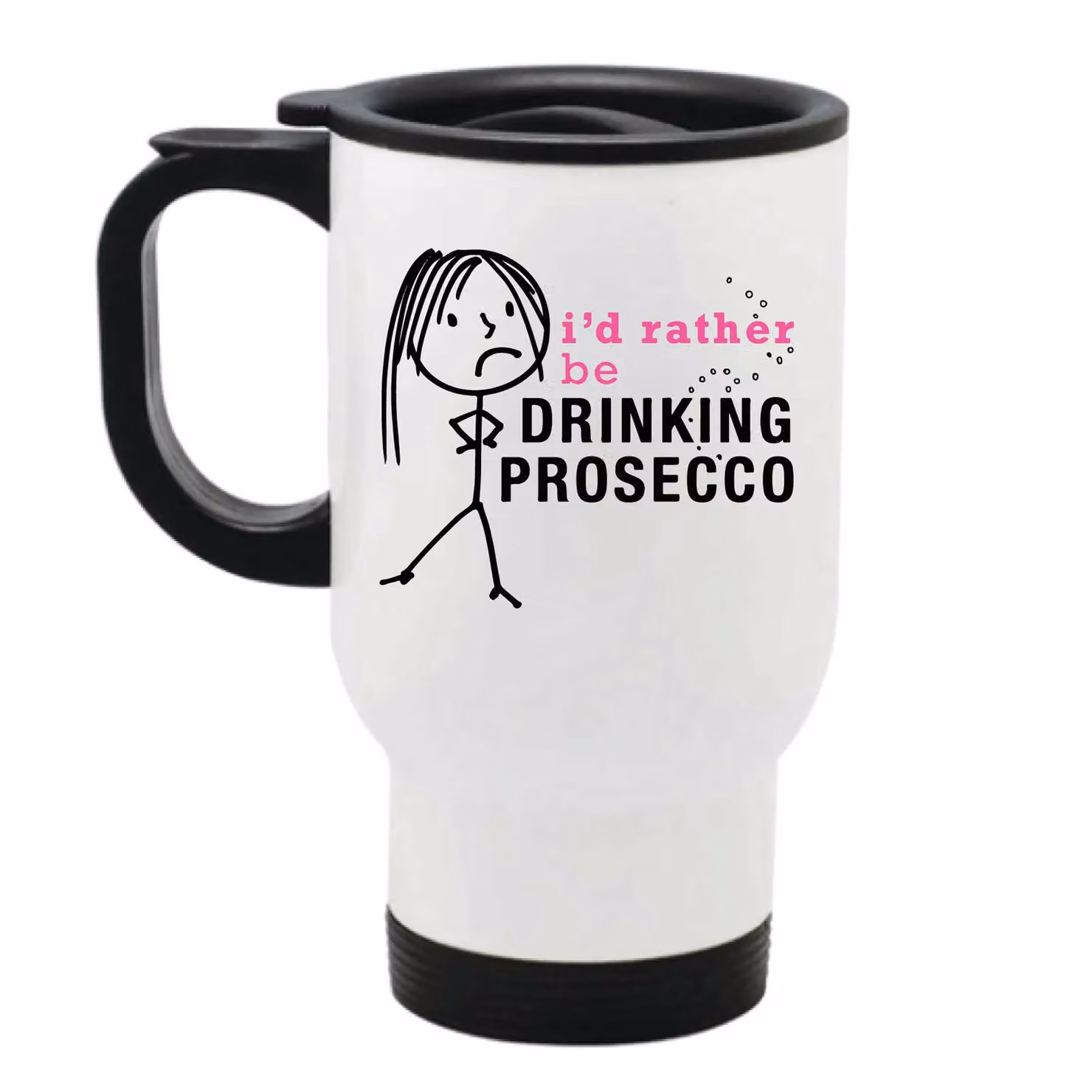 60 Second Makeover Women's I'd Rather Be Drinking Prosecco Metal Travel Mug in White – 2