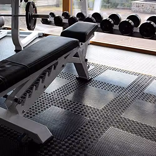 Actiasmat Heavy Duty Interlocking Rubber Gym Mats, Black, Set of 4, W/D/H: 50 x 50 x 1.2 cm – 4