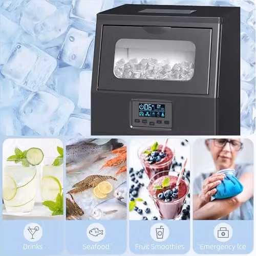 HOMCOM Commercial Ice Maker Machine with Digital Control and Timer, Black, 30kg/24 Hours – 7
