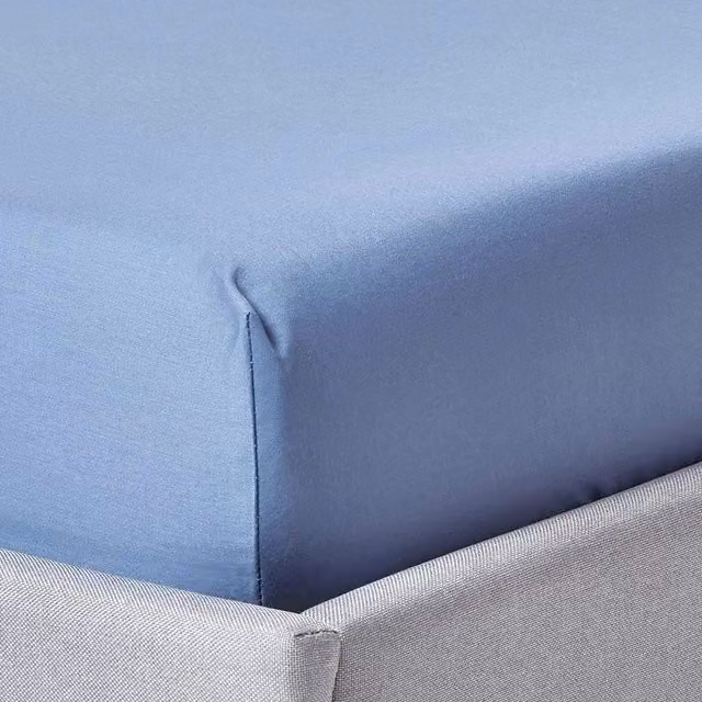 Homescapes 1000 Thread Count Egyptian Combed Cotton Mako Satin Fitted Sheet, Blue, W/D/H: 200 x 200 cm