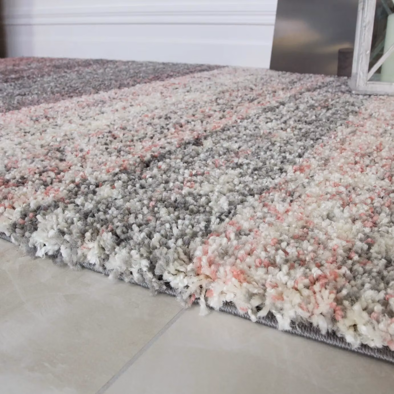 Kukoon Pink Striped Distressed Shaggy Rectangular Living Area Rug W: 80 cm, L: 150 cm – 2