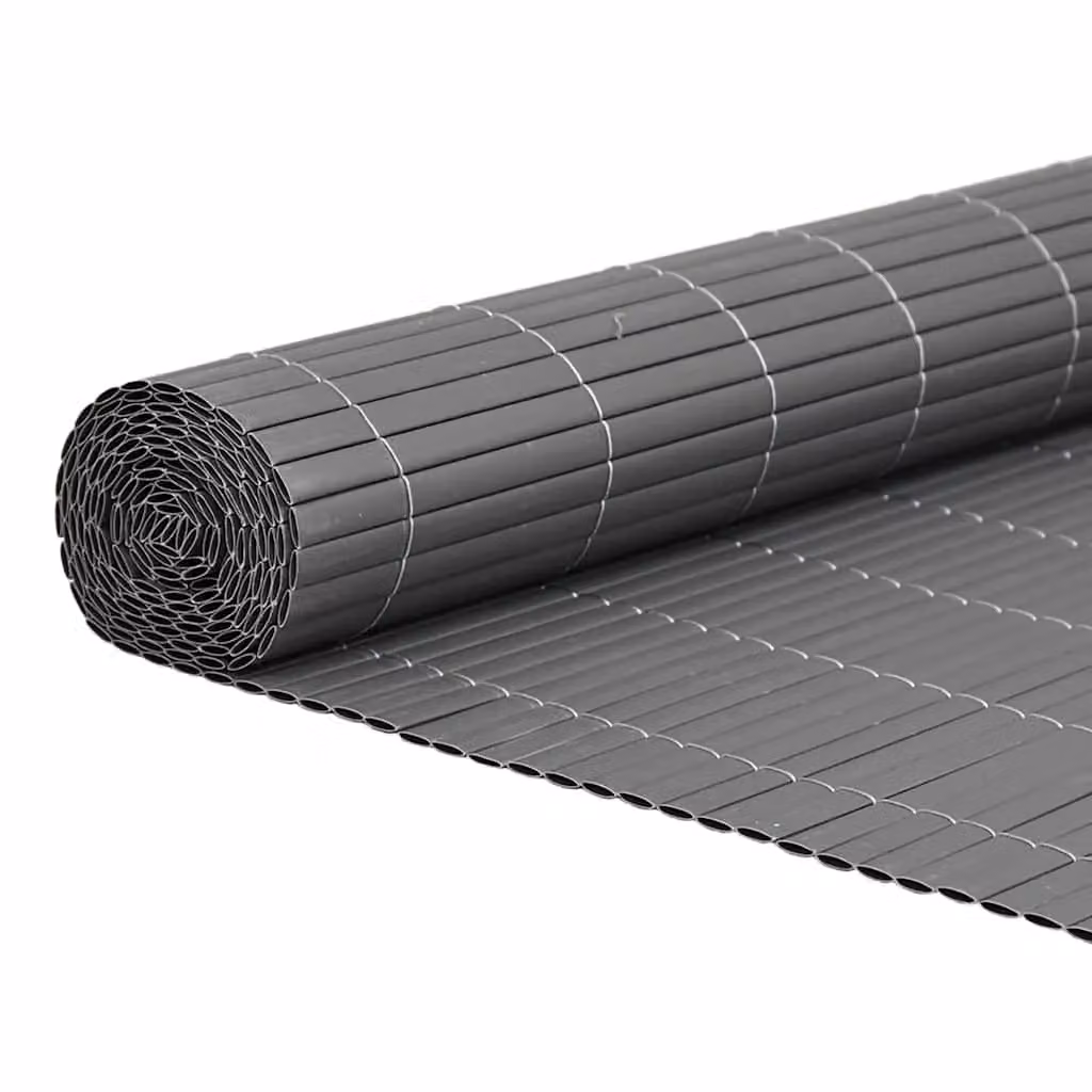 Berkfield Home Double-Sided Grey PVC Garden Fence Mat, H: 180 cm x W: 500 cm – 2