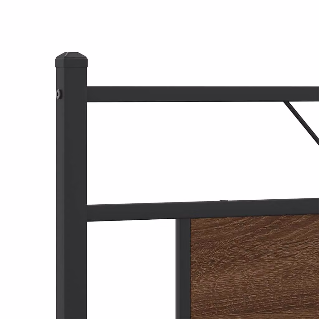 Berkfield Home Metal Bed Frame in Brown Oak, W: 160 cm, D: 200 cm – 3