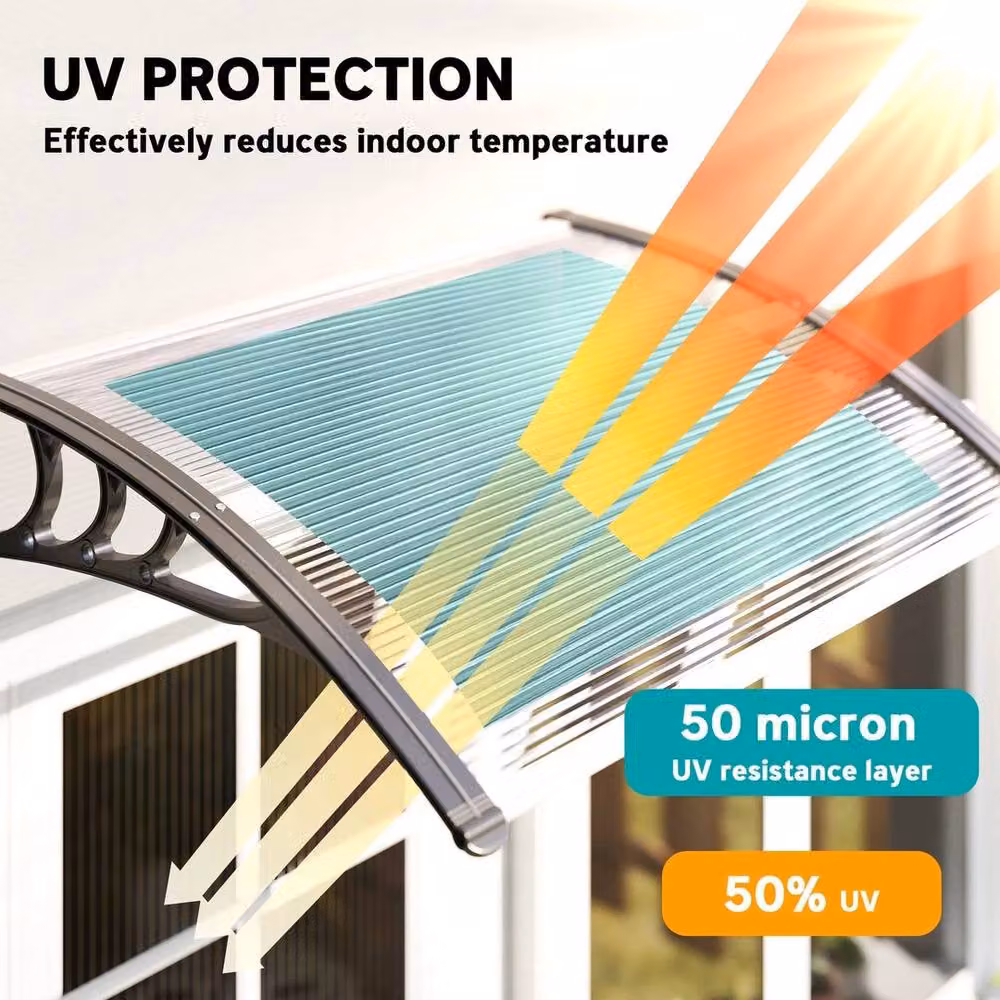 EONLION Transparent Polycarbonate Outdoor Window and Door Canopy Awning, Width: 100 cm – 4