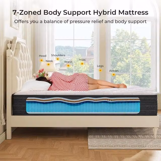 FORGEVIO King Hybrid Memory Foam Mattress in Black, W/D/H: 200 x 150 x 25 cm