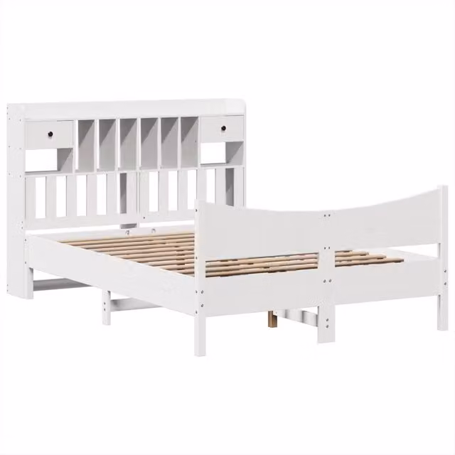 Berkfield Home Durable Solid Wood Pine Bed Frame in White, W/D/H: 160 x 200 cm – 1