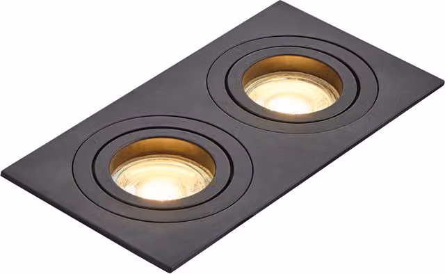 Litecraft Evra Adjustable Recessed Double Rectangle Downlight in Black