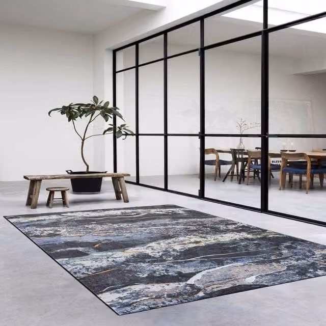 The Rug Shop UK Blue Modern Abstract Easy To Clean Area Rug W: 160 cm, L: 230 cm