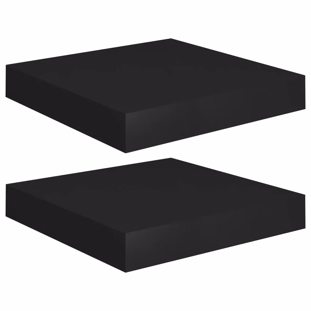 Berkfield Home Floating Wall Shelves, 2 Piece Set, Black, W/D/H: 23 x 23.5 x 2 cm – 2