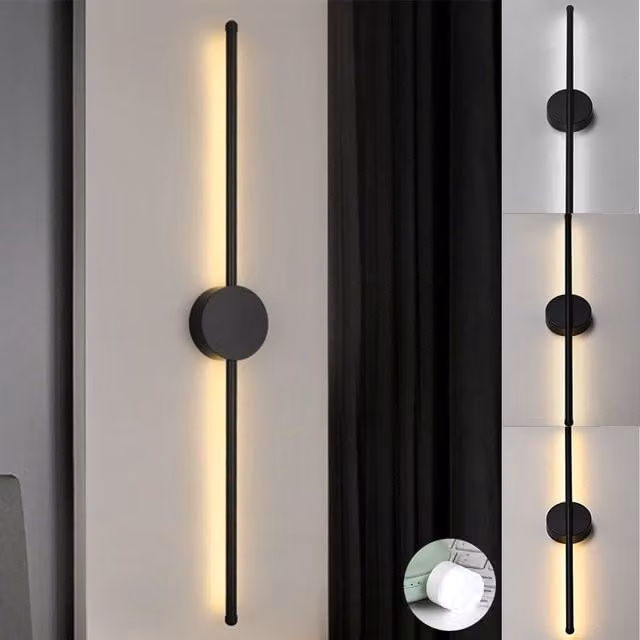 SPETLEK Dimmable LED Exterior Wall Light, Black Modern Up and Down Long Strip Sconce with IP65 Waterproof Rating