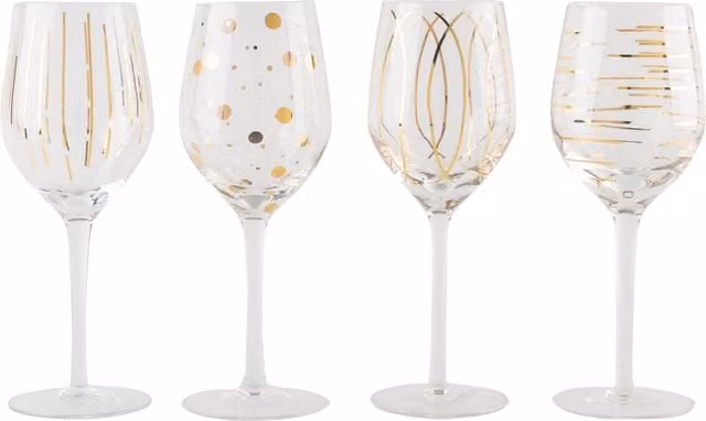 Mikasa Cheers Metallic Gold Wine Glasses Set of 4, 400ml, Clear – 1