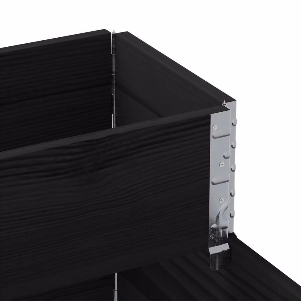 Berkfield Home Stable 3-Tier Raised Bed in Black Solid Wood and Metal, W: 120 cm, D: 80 cm, H: 60.5 cm – 5