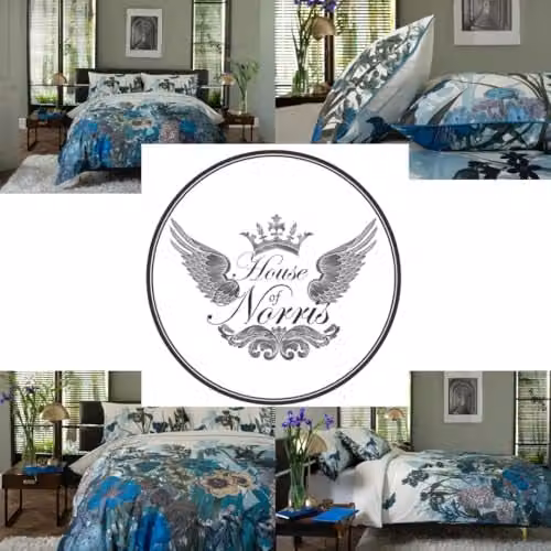 The Lyndon Company Tivoli Blue Floral 100% Cotton Duvet Cover Set with Button Fastening – 4