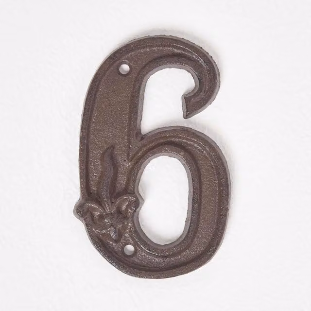 Homescapes Rustic Cast Iron Door Number in Brown