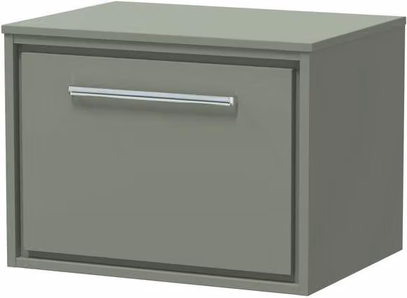 Balterley 600mm Wall Hung Single Drawer Vanity with Worktop in Fern Green