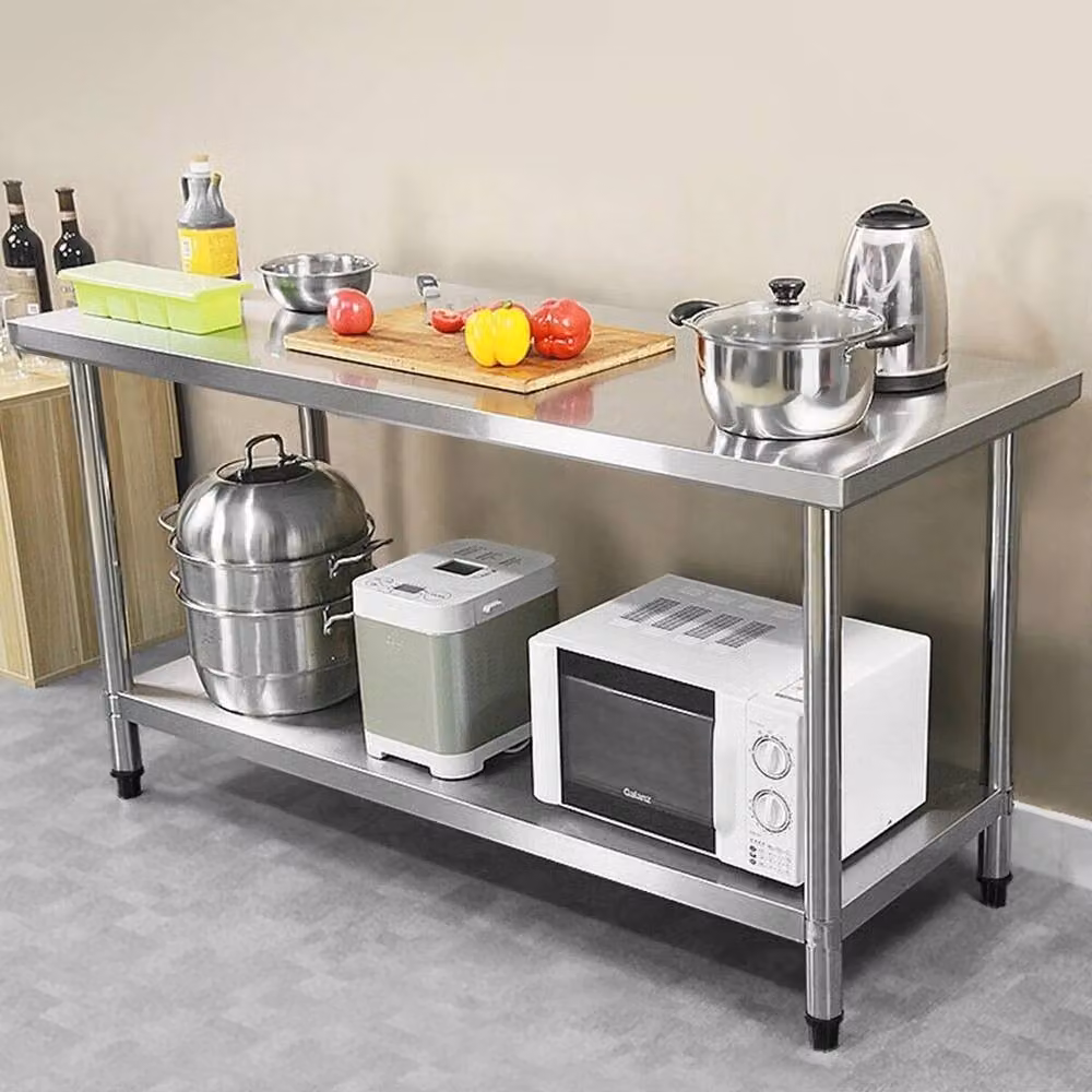 NESTLUNE Stainless Steel Rolling Kitchen Prep Table in Silver – 2