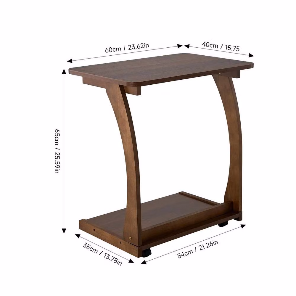 KORVIXA Movable 2-Tier Sofa Side Laptop Table and Computer Desk in Brown – 2