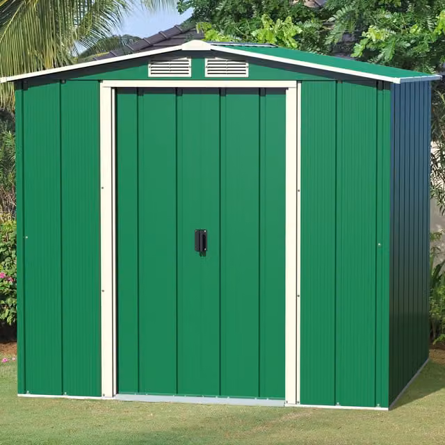 BillyOh Partner Eco Apex Gable Roof Metal Garden Shed in Green