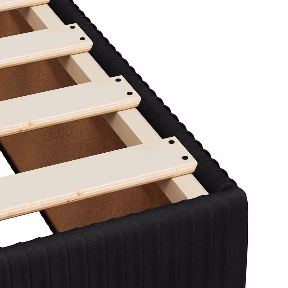 Berkfield Home Single Upholstered Velvet Bed Frame in Black, W: 90 cm, L: 200 cm – 4