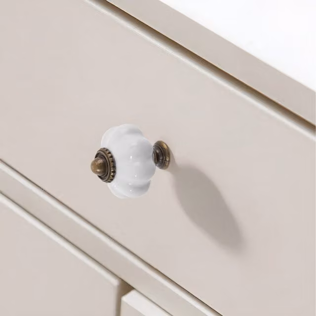 Livingandhome Set of 6 Polished White Ceramic Furniture Knobs
