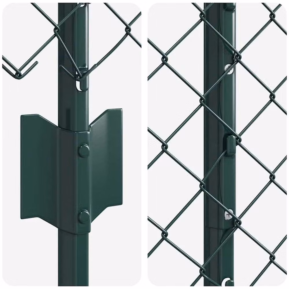 Berkfield Home Green Steel Chain Link Fence with 10 U-Profile Posts, 1.6 x 10 m – 3