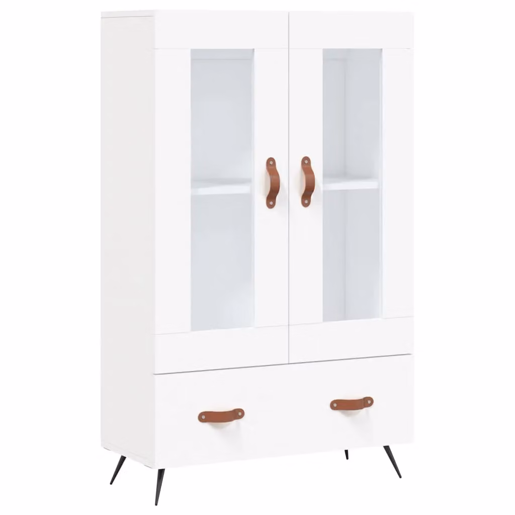 Berkfield Home Modern White Highboard with Glass Doors and Internal Shelves, W/D/H: 69.5 x 31 x 115 cm – 2