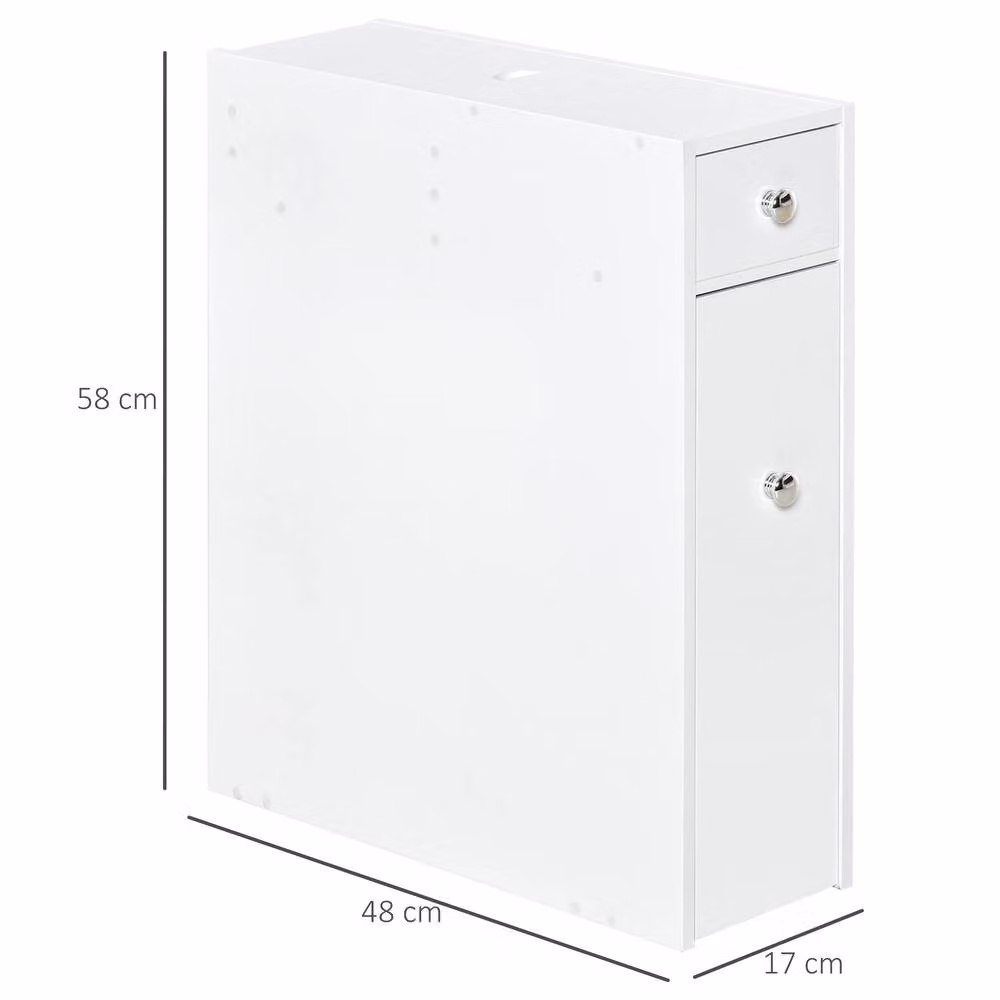 STILVORA Slim Bathroom Storage Cabinet with Drawers in White Matt MDF – 2