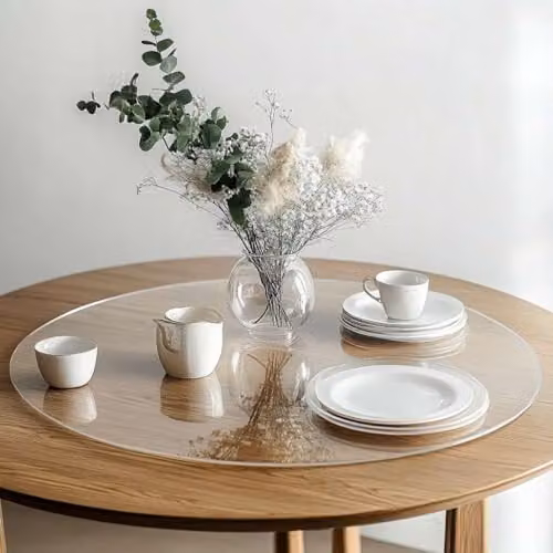 Nicoman Transparent Round PVC Table Mat, Diameter: 60 cm
