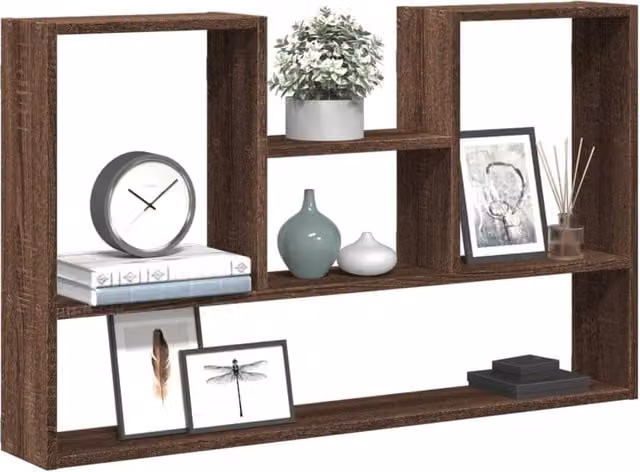 Berkfield Home Wall Mounted Shelf, Brown Oak, W: 99 cm, D: 15 cm, H: 60 cm – 1