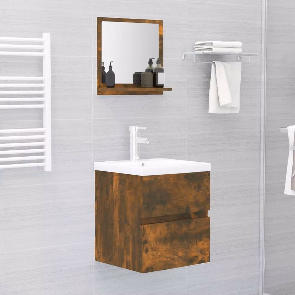 Berkfield Home Smoked Oak Bathroom Mirror, Brown, W/D/H: 40 x 10.5 x 37 cm – 3