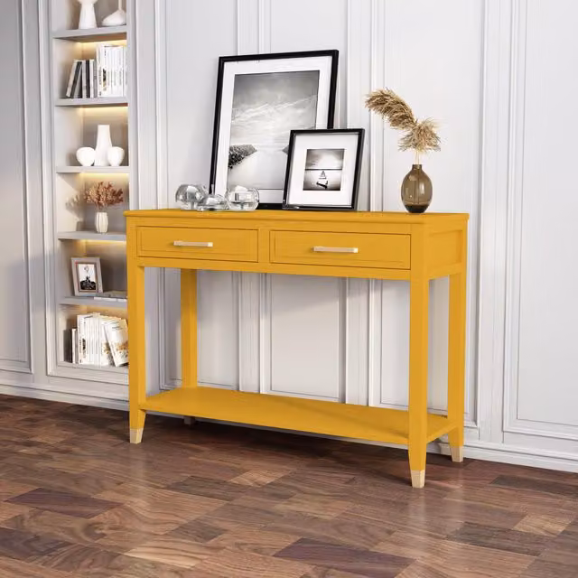 Cabinet Bits Palazzi 2 Drawer Console Table in Yellow – 1
