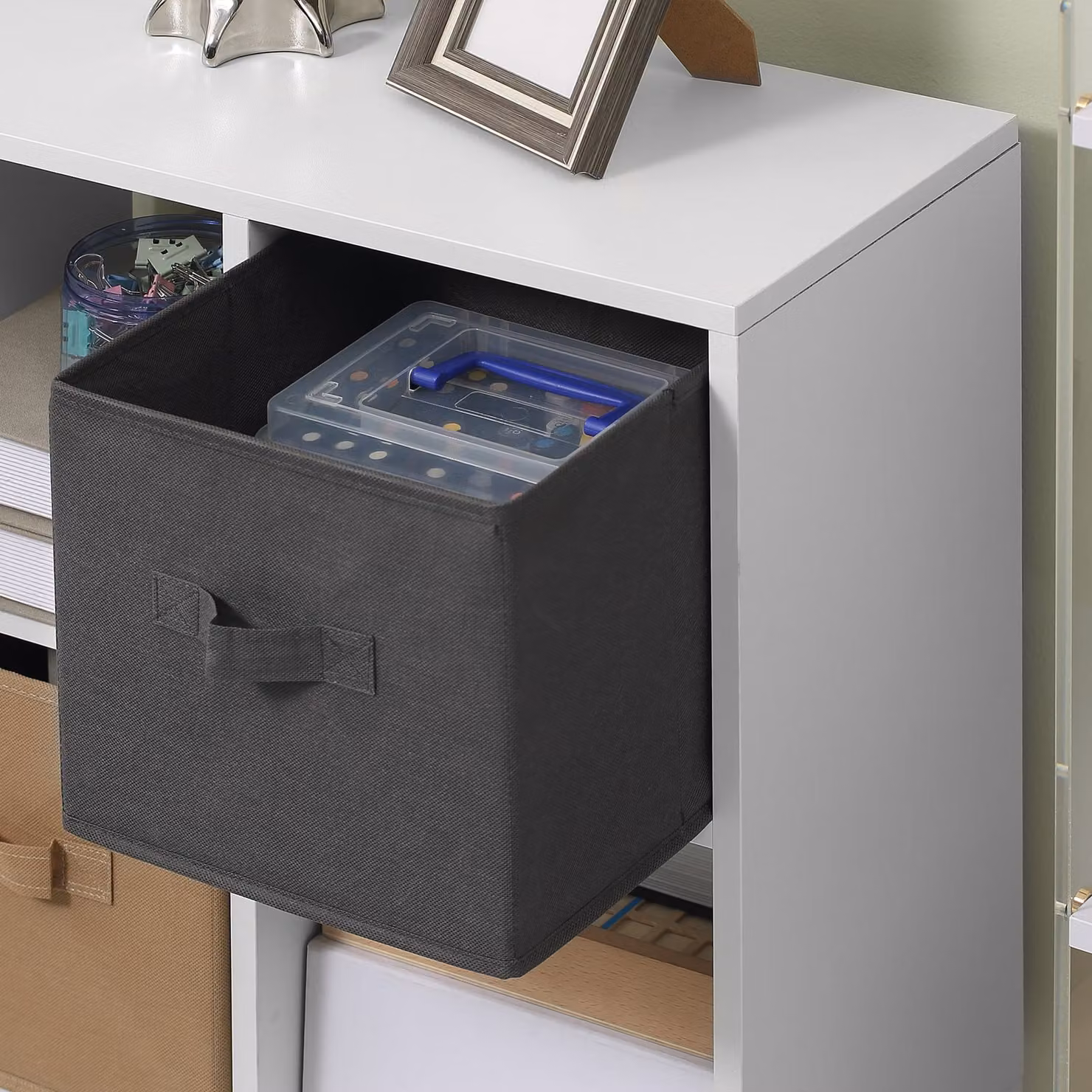 HOMCOM 6 Cube Freestanding Storage Unit with 3 Fabric Drawers in White – 5