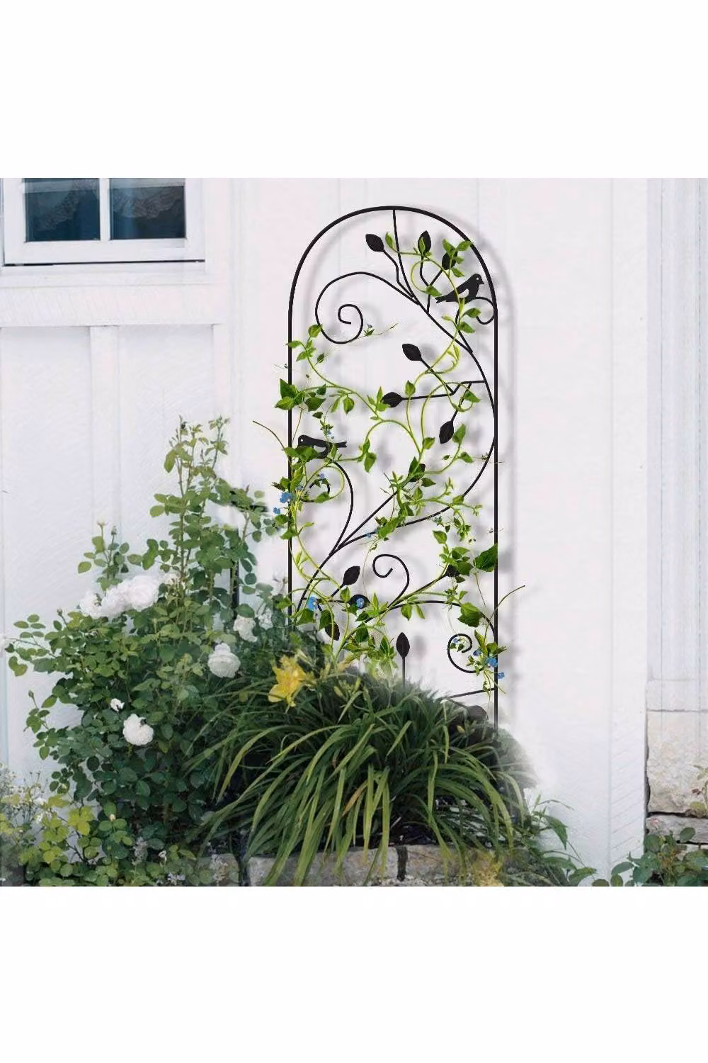 Living and Home 2-Piece Metal Garden Trellis for Climbing Plants in Black, H 176.5 x W 50 cm – 3