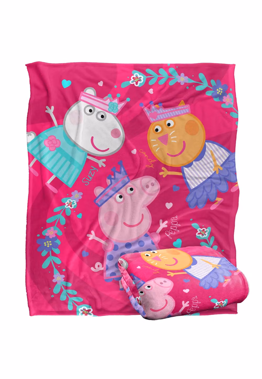 Hasbro Peppa Pig Kids Silky Touch Fleece Blanket in White, W: 152 cm, D: 127 cm – 2