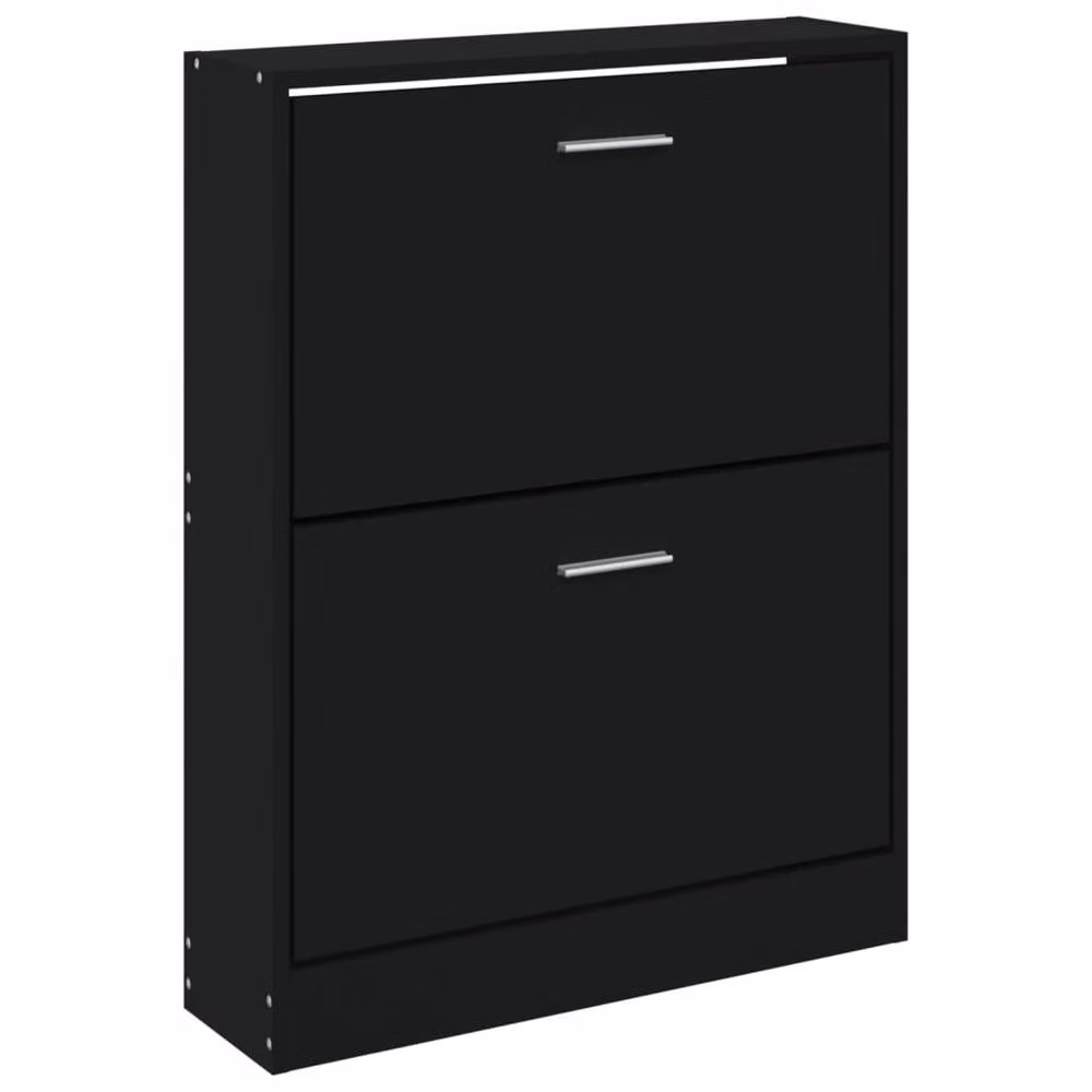 Berkfield Home Black Modern Wall Mounted Shoe Cabinet with Tilting Compartments, W: 59 cm, D: 17 cm, H: 81 cm – 4
