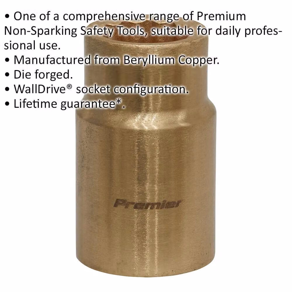 Loops 14mm Non-Sparking WallDrive Socket with 1/2 inch Square Drive in Gold Beryllium Copper – 2