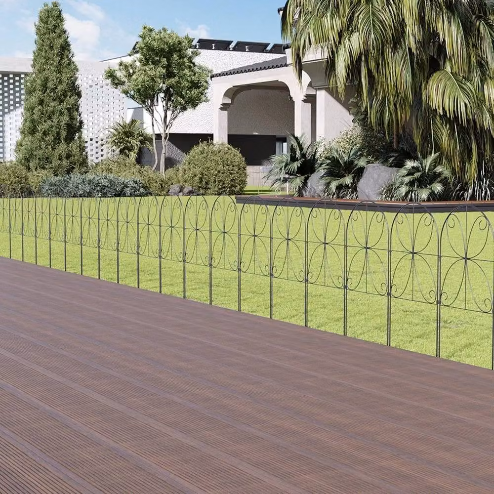 EONLION 10-Piece Rustproof Metal Garden Fence Flower Bed in Black – 3