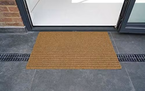 Desire Rugs Non-Slip Coir Style Heavy Duty Rubber Back Door Mat, Beige, W: 50 cm, D: 80 cm, H: 0.7 cm