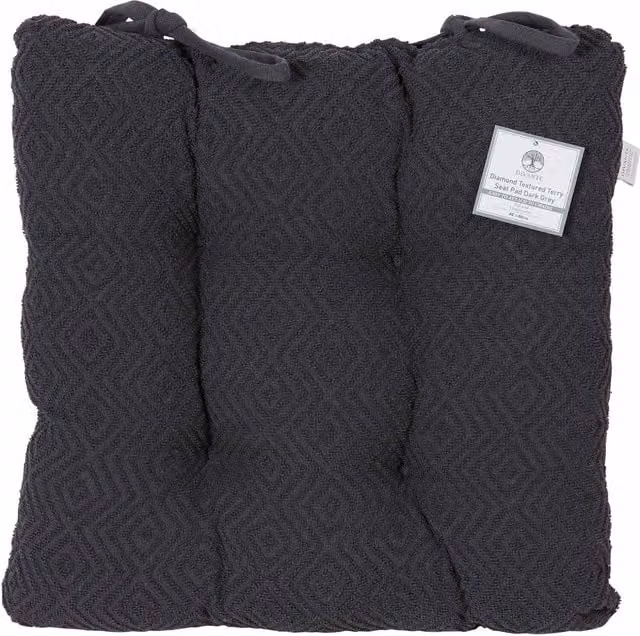 Divante Modern Square Ergonomic Seat Pad with Ties in Grey