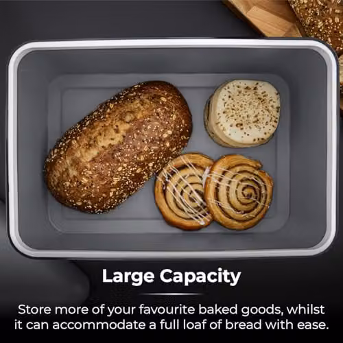 Tower Sera Airtight Stainless Steel Bread Bin in Grey and Black – 2