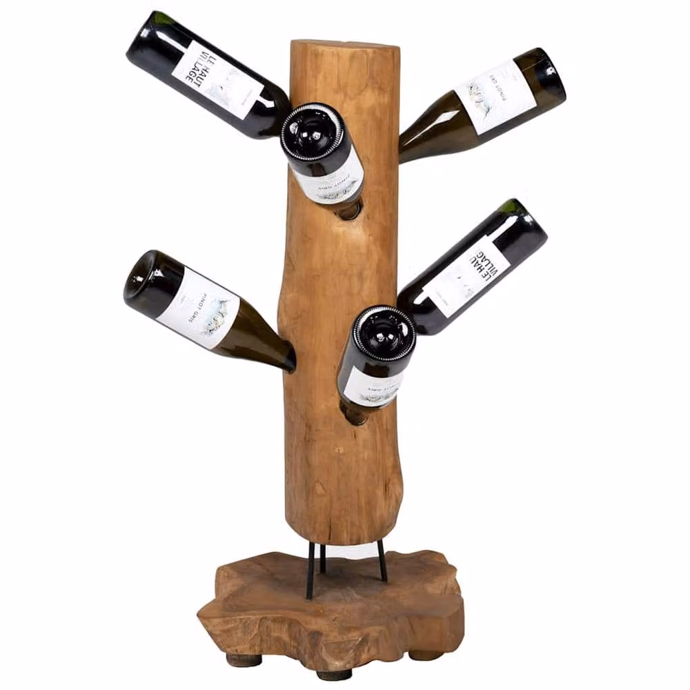 Berkfield Home Beautiful Wine Rack for 8 Bottles in Brown Solid Teak Wood, W/D/H: 40 x 30 x 80 cm – 2