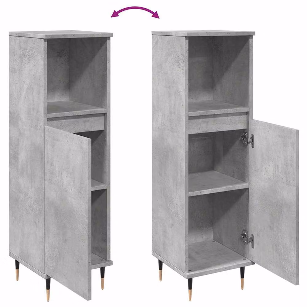 Berkfield Home Industrial Bathroom Cabinet in Grey, W/D/H: 30 x 30 x 100 cm – 3
