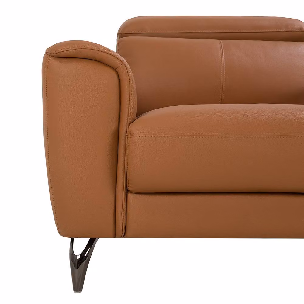 Wyld and Coco Brown 3+1 Leather and Faux Leather Sofa Set with Adjustable Headrests – 4